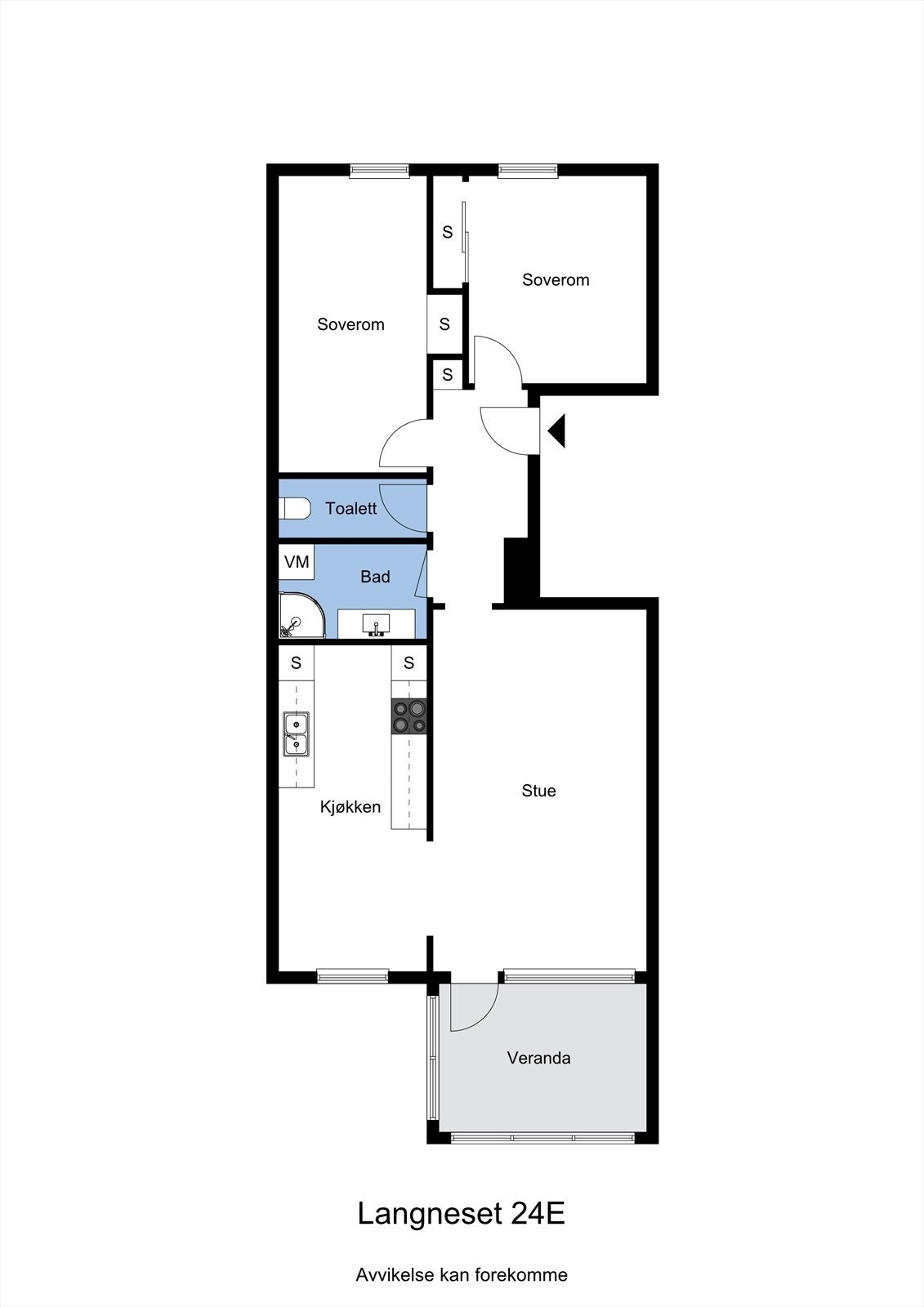 Planskisse av leiligheten - i tillegg medfølger to boder i kjeller. Galleribilde