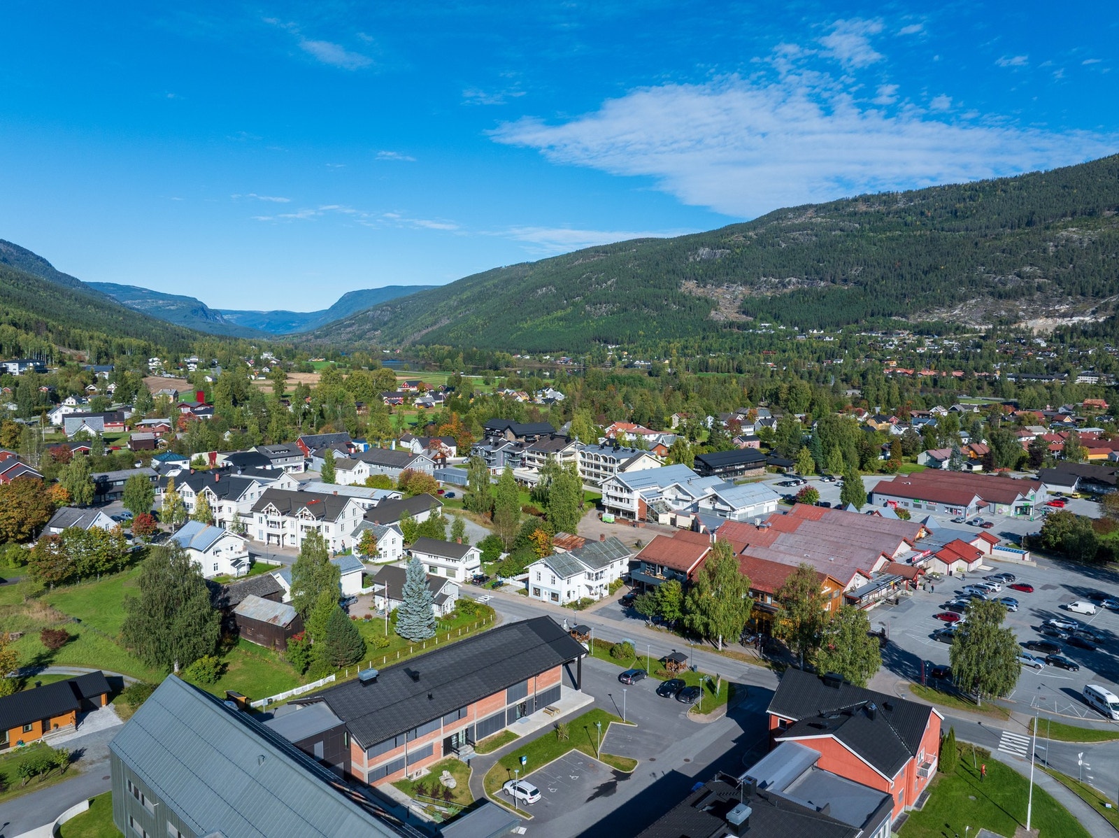 Oversikt over Nesbyen sentrum. Galleribilde