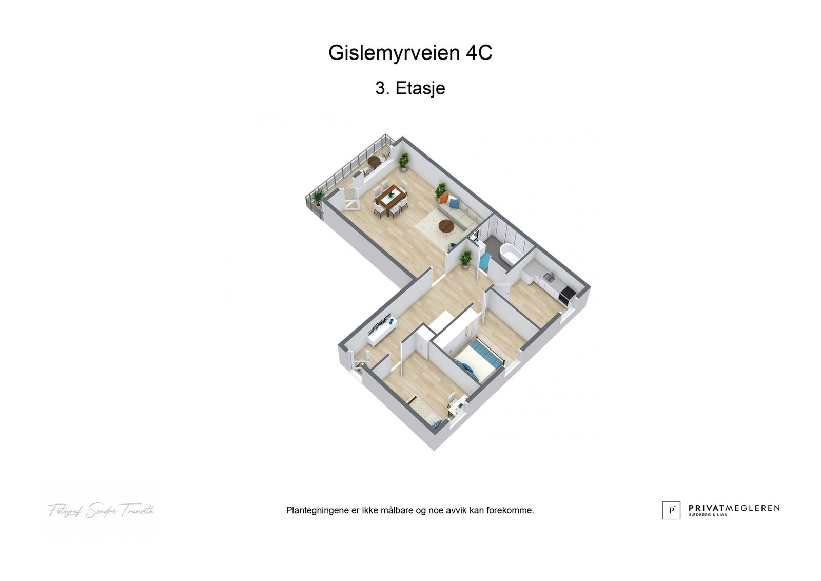 3d-tegning over leiligheten Galleribilde