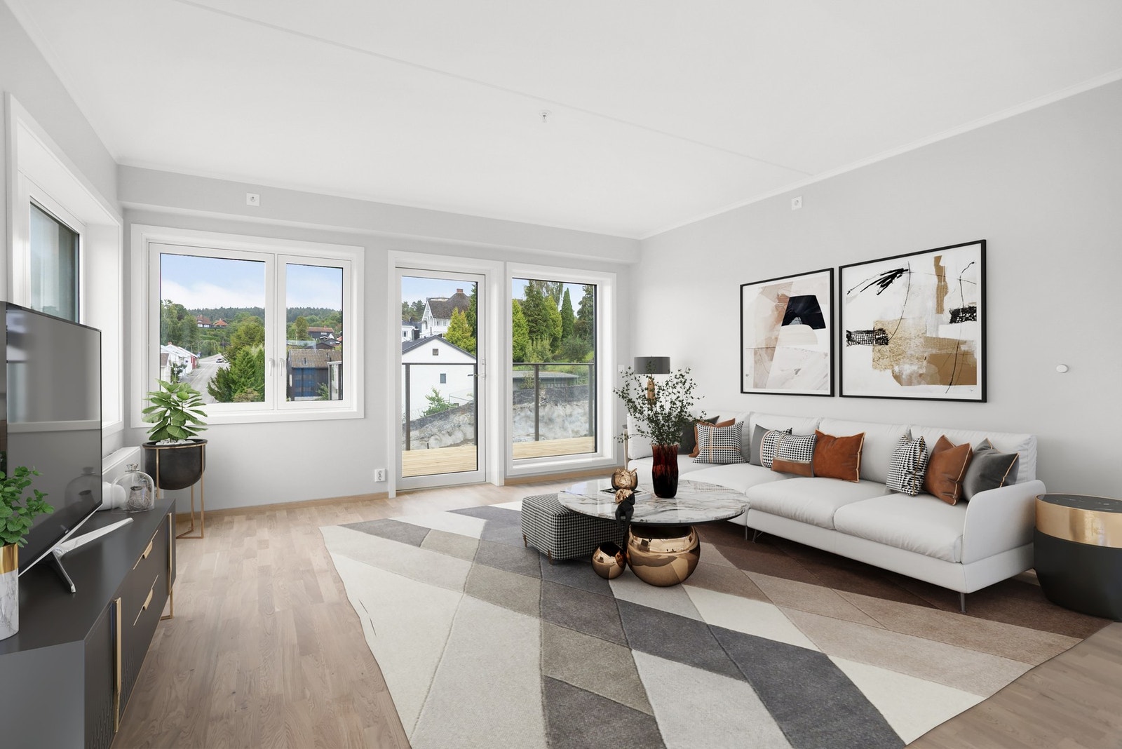 Dette er en splitter ny leilighet på 78 kvm med effektiv planløsning og alt du trenger av god størrelse (Digital styling) Galleribilde