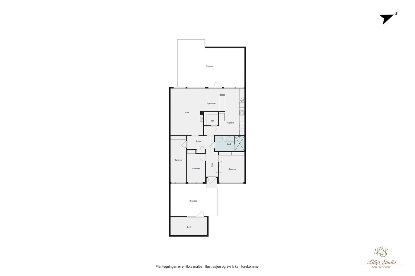 Vi viser deg plantegningen tidlig, slik du får orientert deg.. Galleribilde