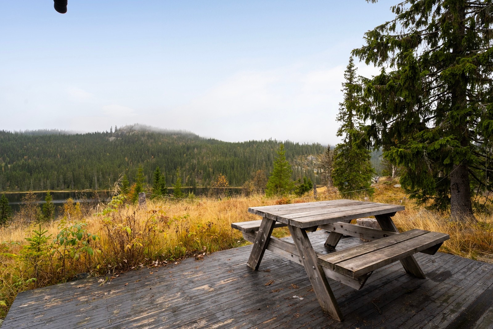 Gangavstand ned til og fin utsikt til Flatlandstjern Galleribilde