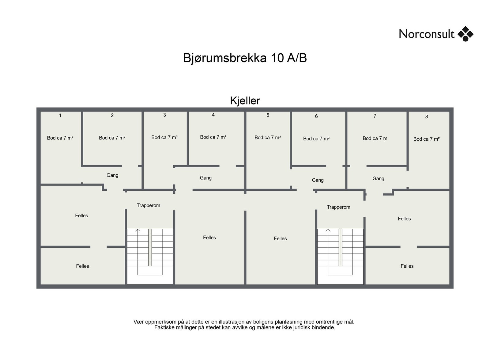 Planskisse felles kjeller. Galleribilde