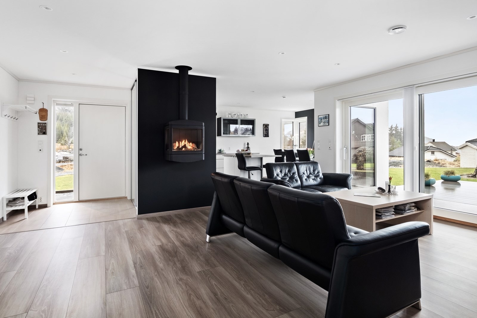 Stue med moderne gasspeis Galleribilde