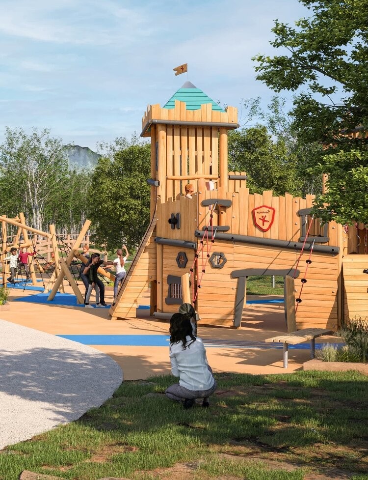 Illustrasjon fra planlagt treningsområde i naturparken som vil komme i Grønlia boligfelt. Galleribilde