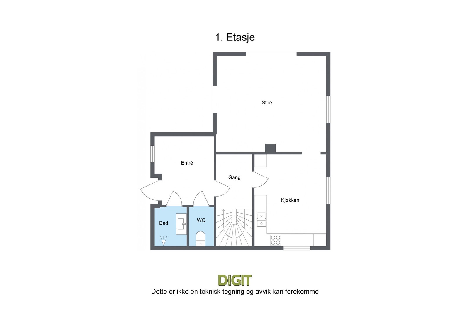 Plantegning av 1. etasje. Galleribilde