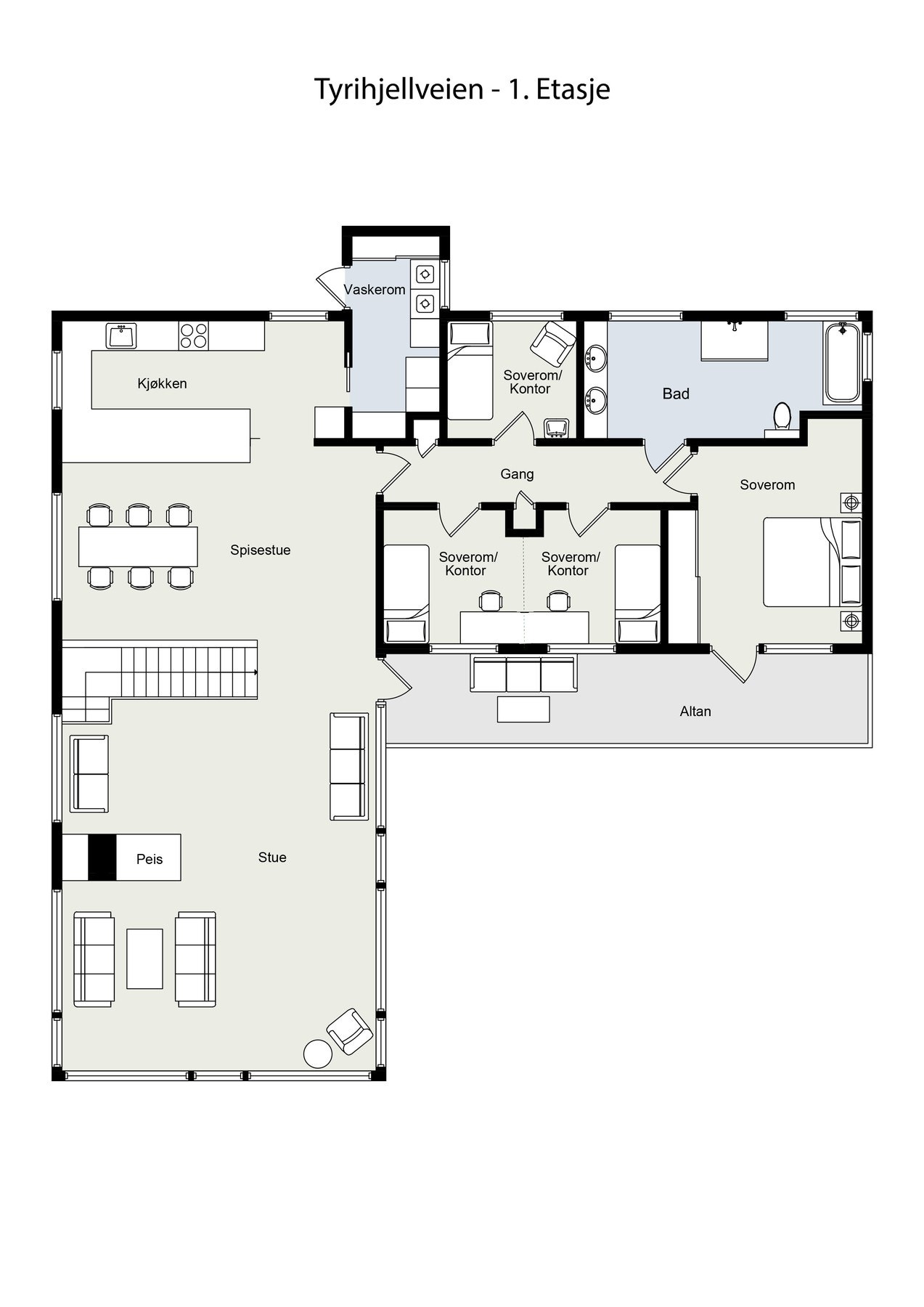 Planskisse for hovedplanet. Detaljer kan avvike. Ikke målholdig. Galleribilde
