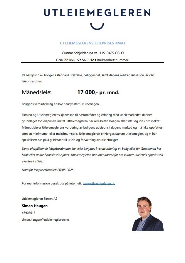 Leieprisvurdering fra Uteleiemegleren Galleribilde