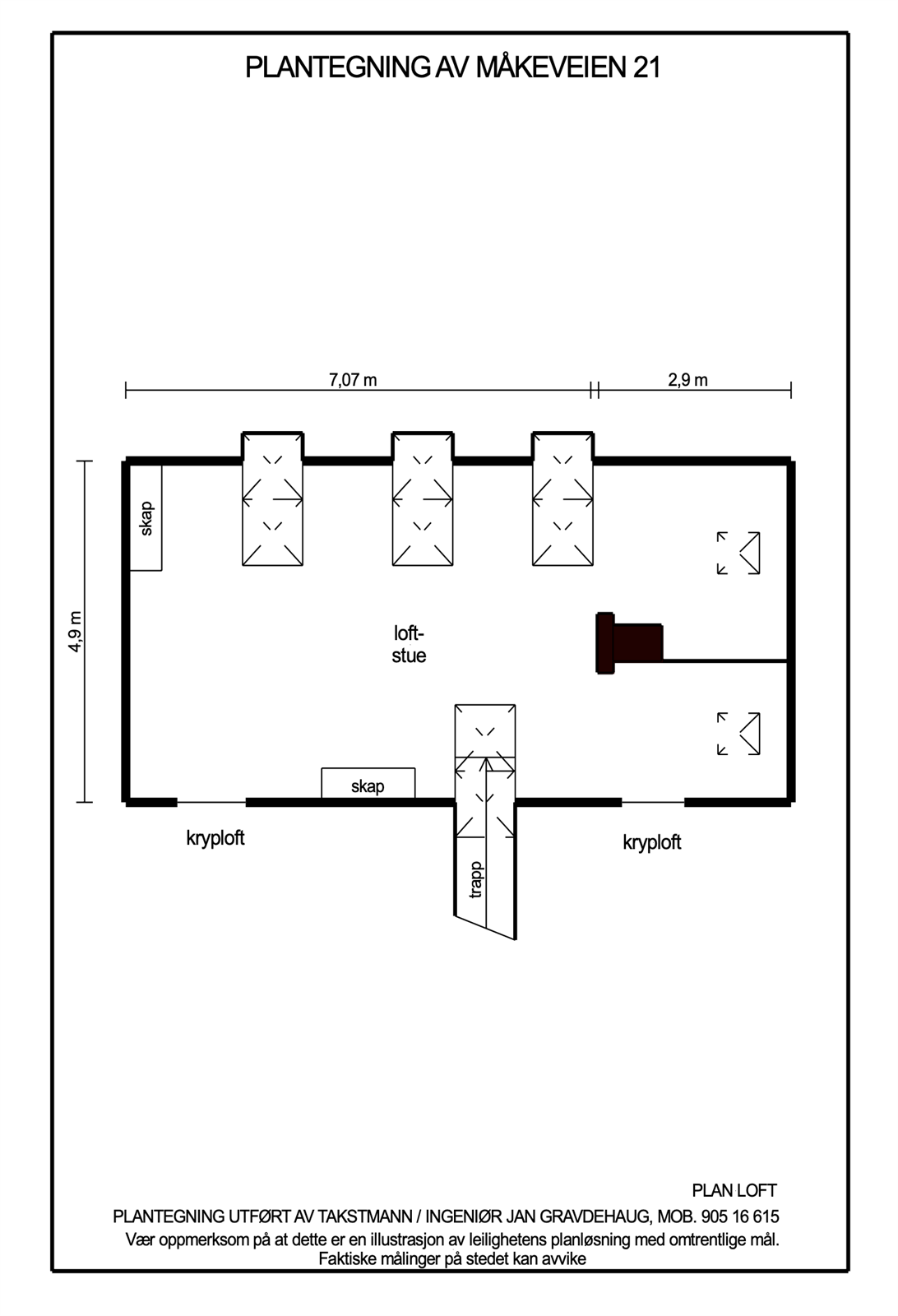 Planskisse loft. Galleribilde