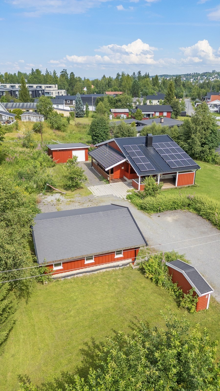 Tomt med plen og beplantning. Galleribilde