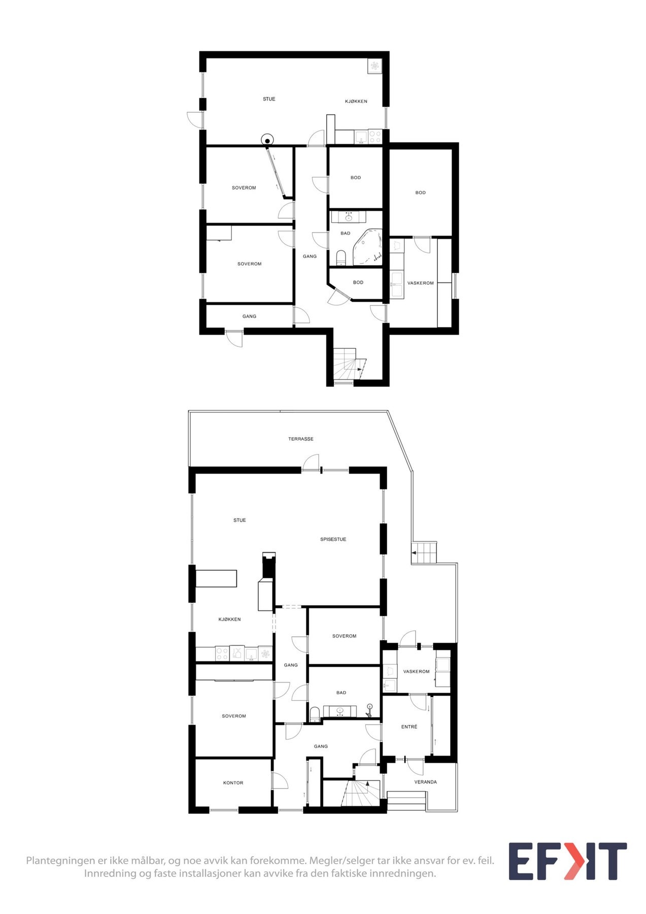 Plantegninger begge etasjer Galleribilde