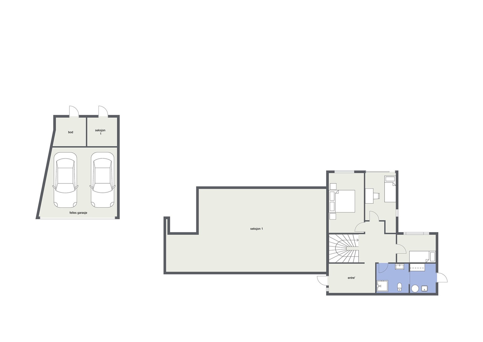 1. etasje - soverom, bad, vaskerom og entrè. Galleribilde