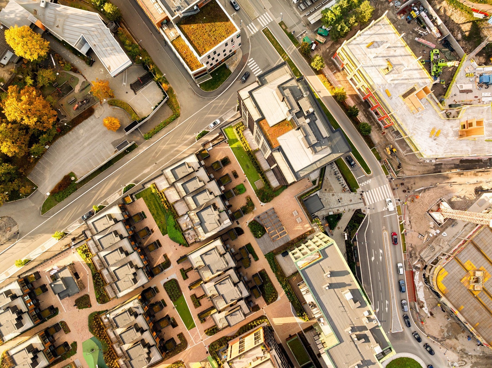 Over Værstetorvet er en stor, felles takhage anlagt. Her finnes ulike soner og flere inviterende sittegrupper. Galleribilde