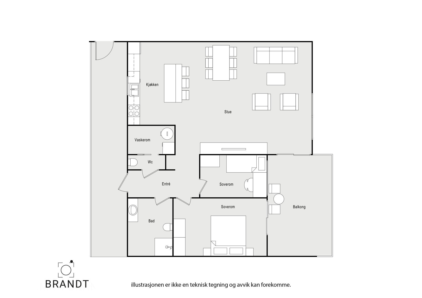 Leiligheten har en praktisk planløsning. Galleribilde