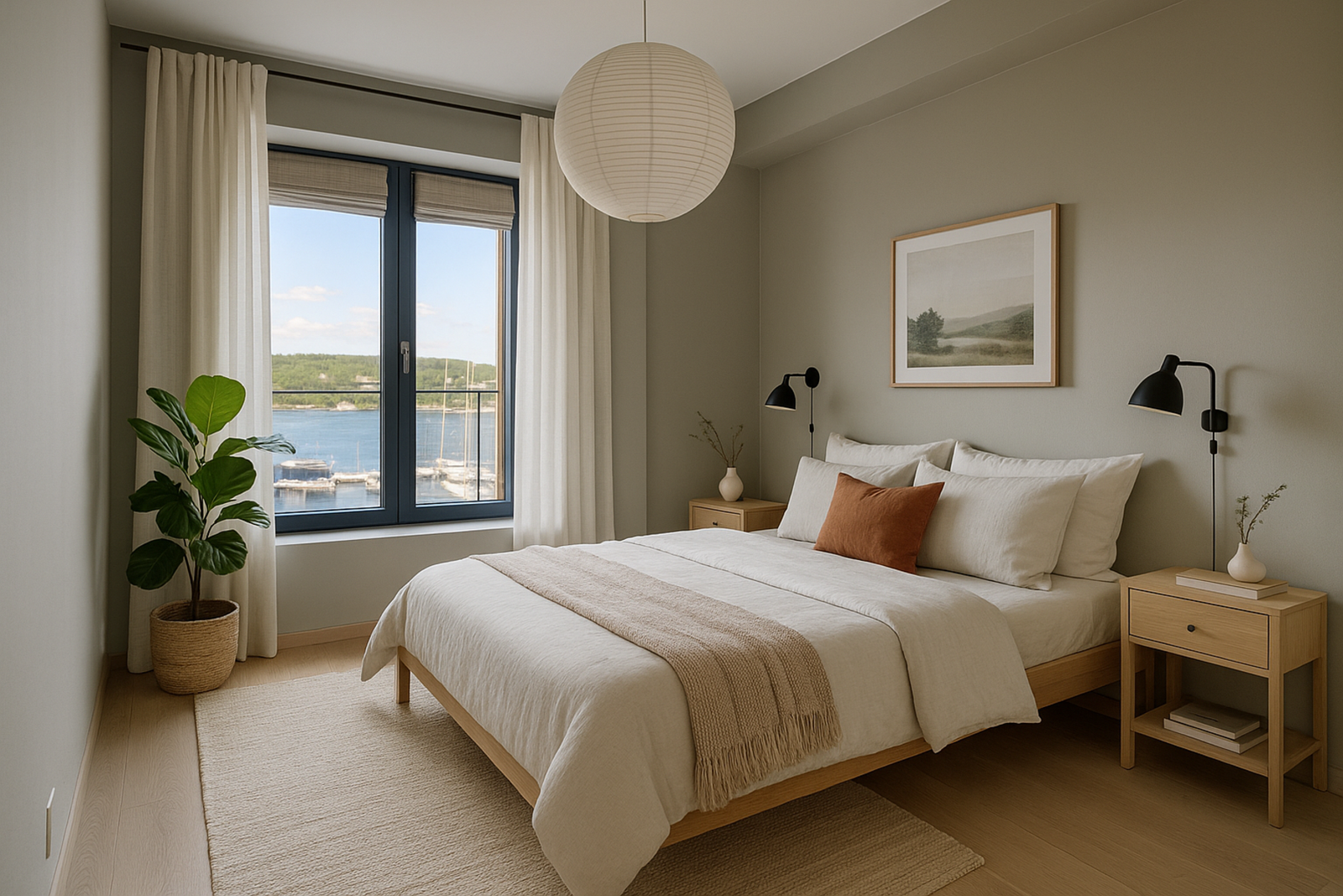 Soverommet er digital stylet for å gi et bilde av hvordan rommet vil se ut når det er innredet. Galleribilde