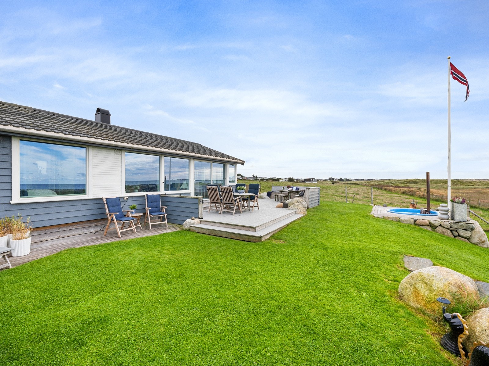 Flott opparbeidet uteområde med nydelige soner. Galleribilde