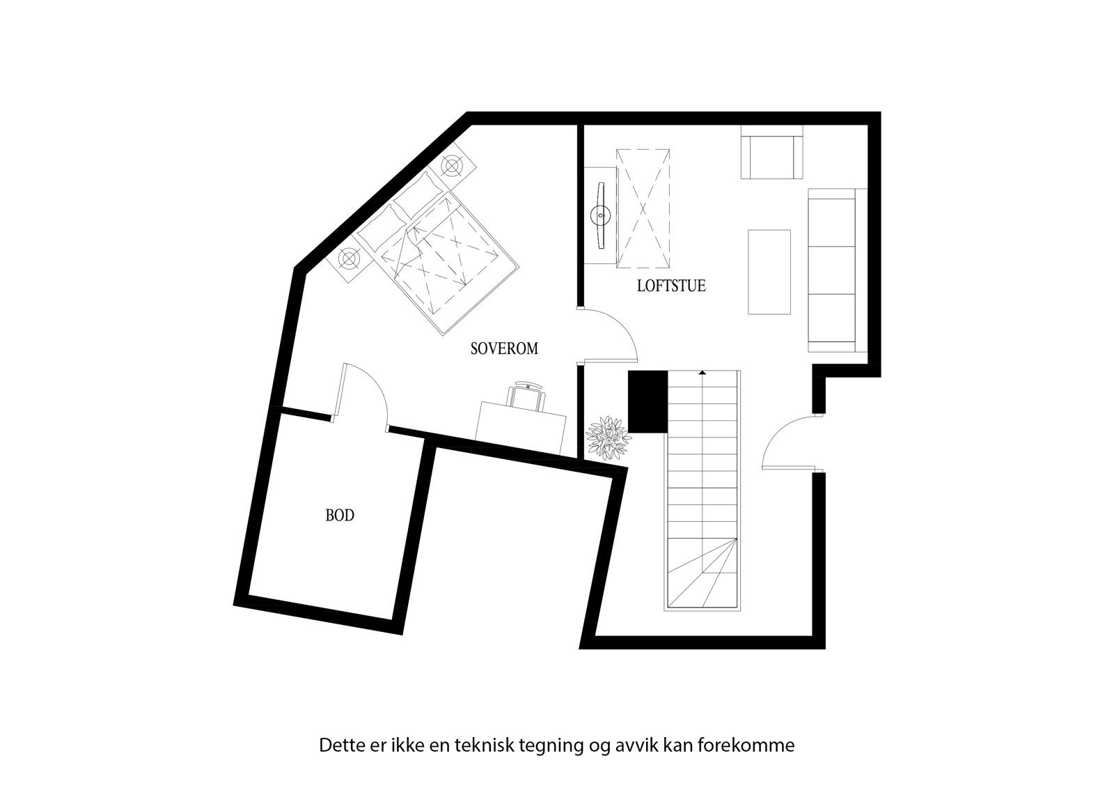 Planløsning for loftsetasjen - godkjent med ferdigattest! Galleribilde