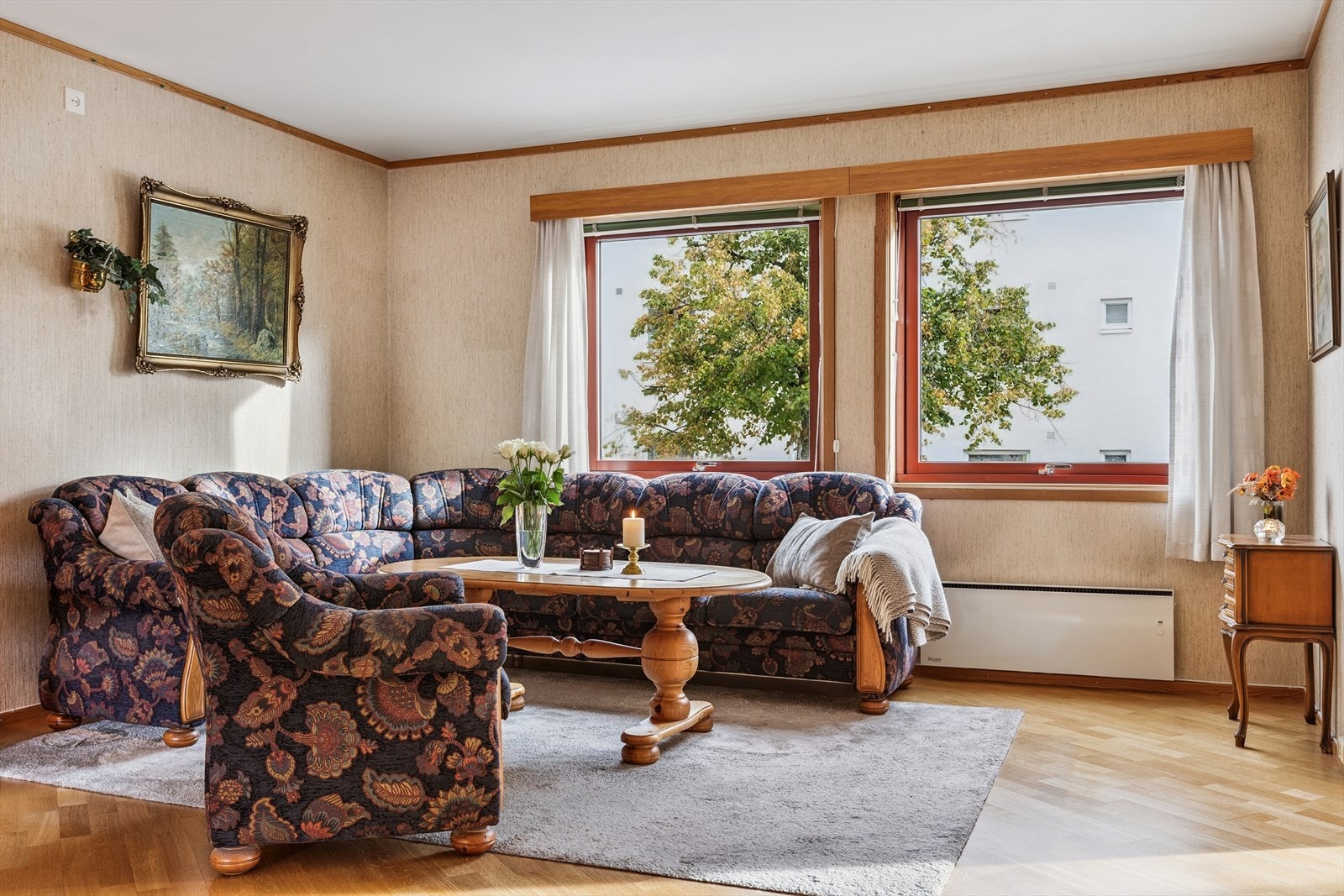 Leiligheten varmes opp via elektrisitet og varmepumpe. Galleribilde