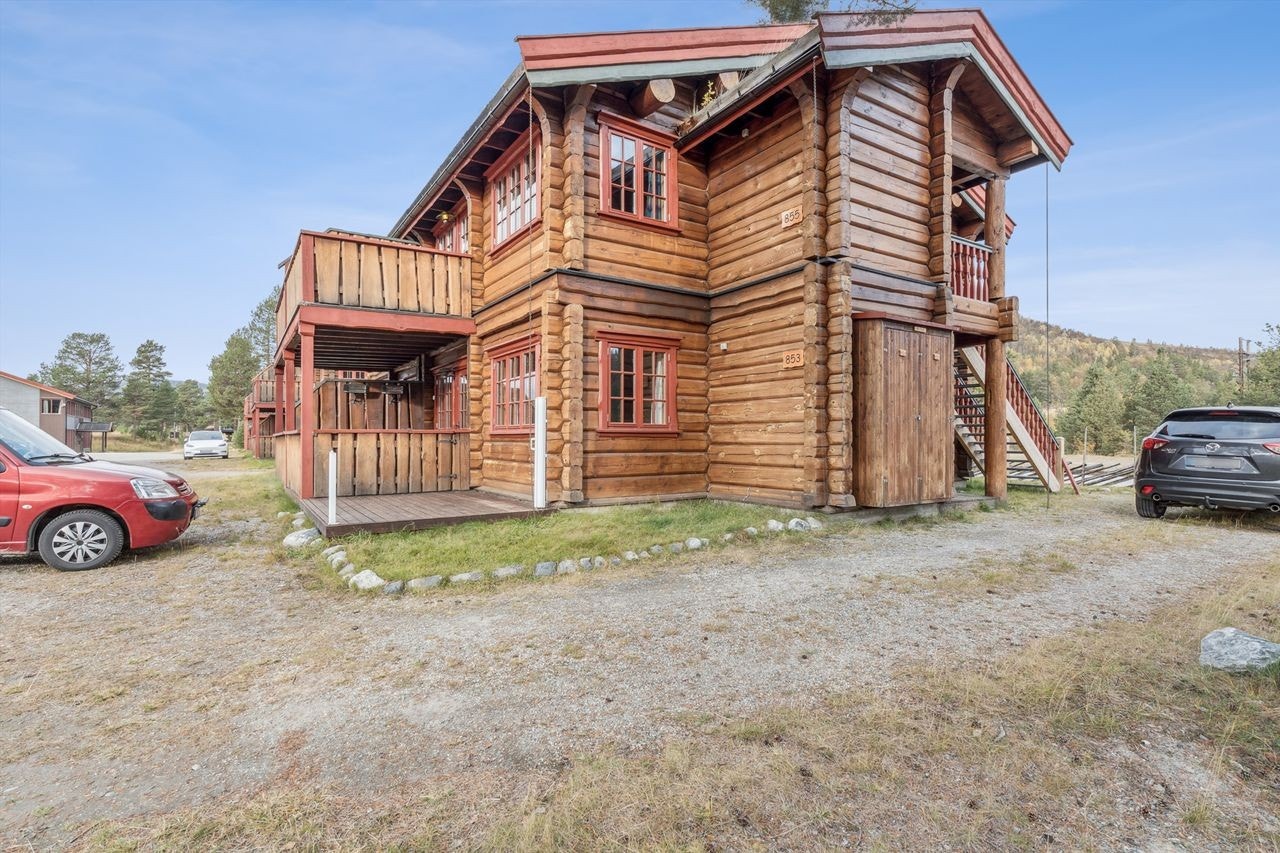 Parkering på unummererte parkeringsplasser utenfor leiligheten. Galleribilde