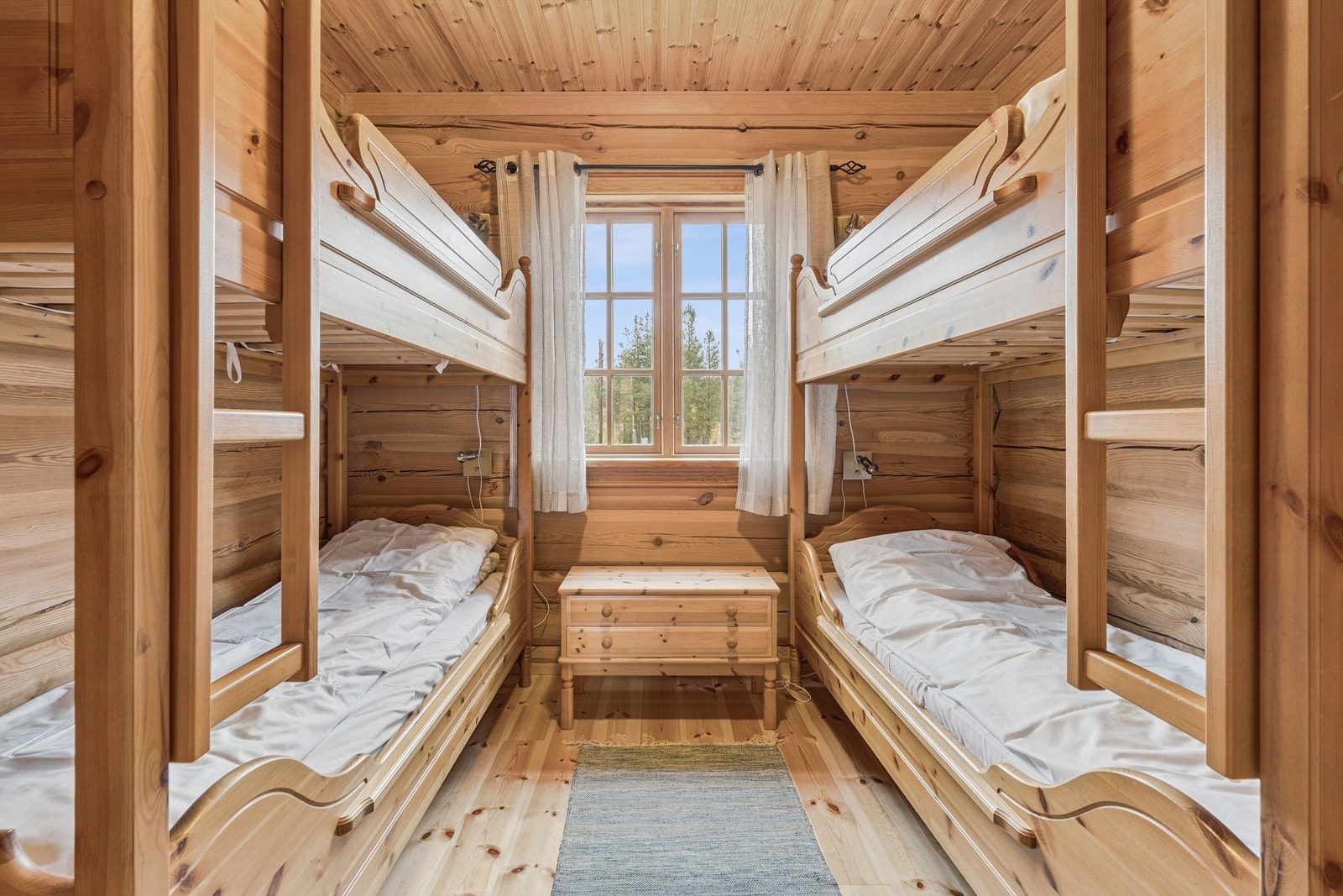 Det andre soverommet er arealeffektivt innredet med plassbygde køyesenger. Galleribilde