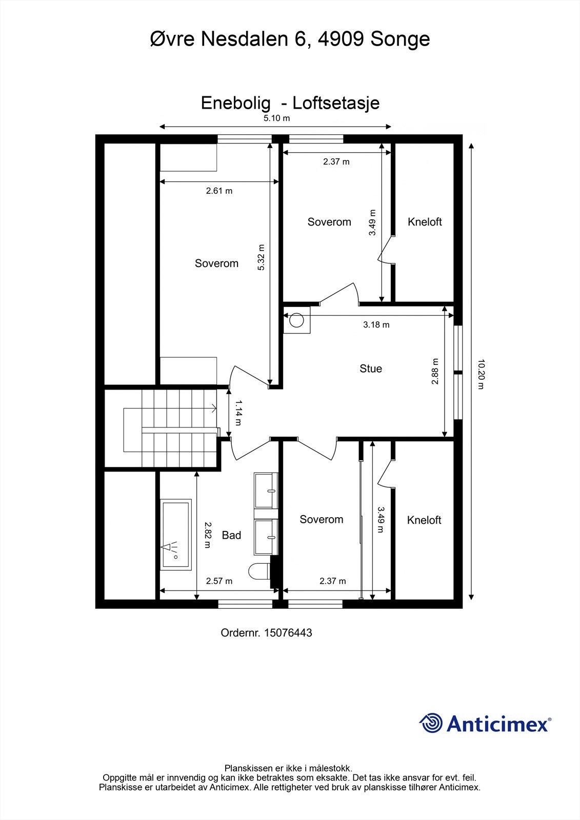 Plantegning loftsetasje Galleribilde