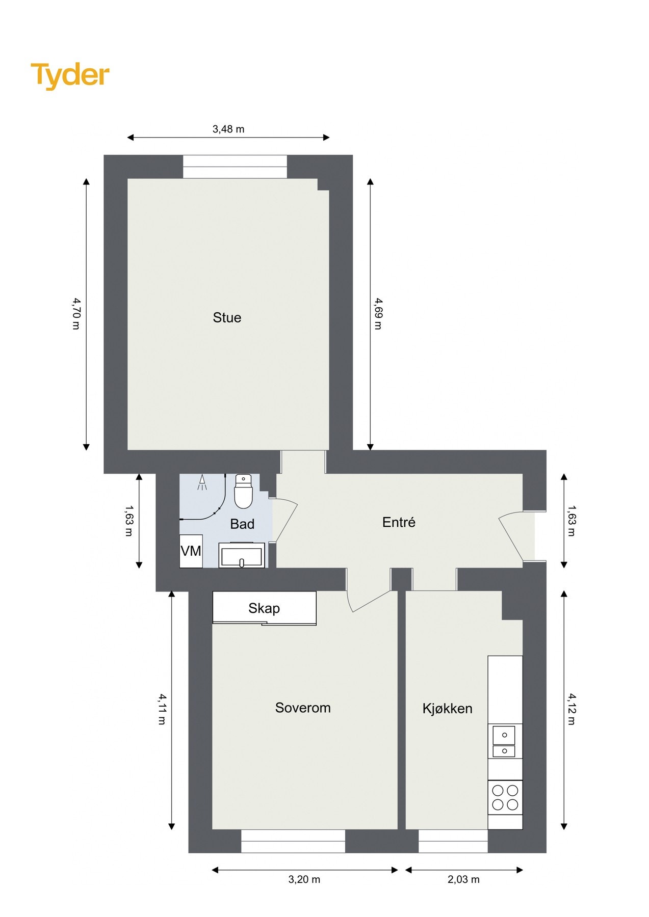 Plantegning 1. etasje Galleribilde