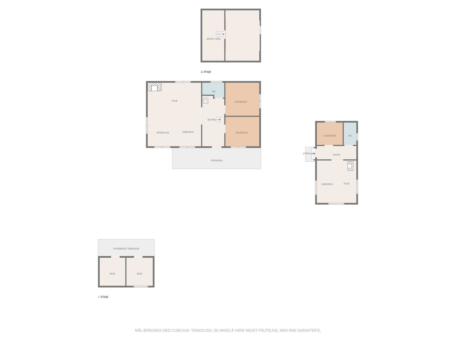 Tunet består av en hovedhytte, anneks og uthus. Galleribilde