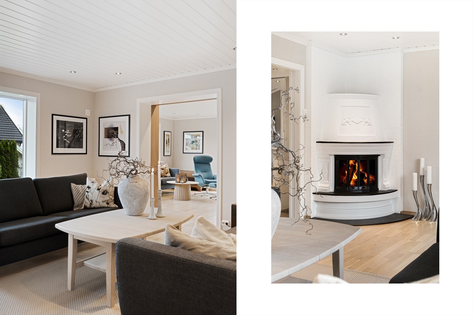 Nydelig i peis i stuen. Galleribilde