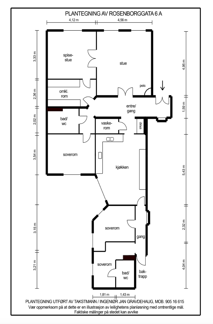 Plantegning Rosenborggata 6a. Galleribilde