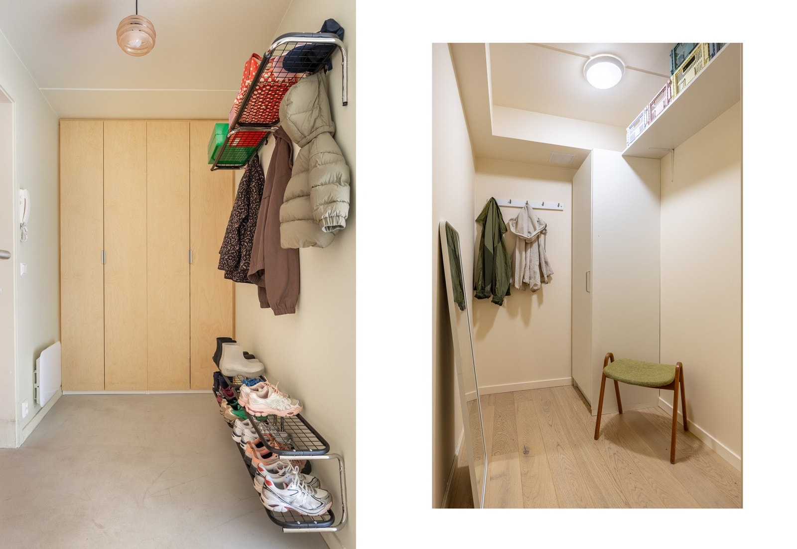 Stor entré med praktiske løsninger og garderobeskap. Galleribilde