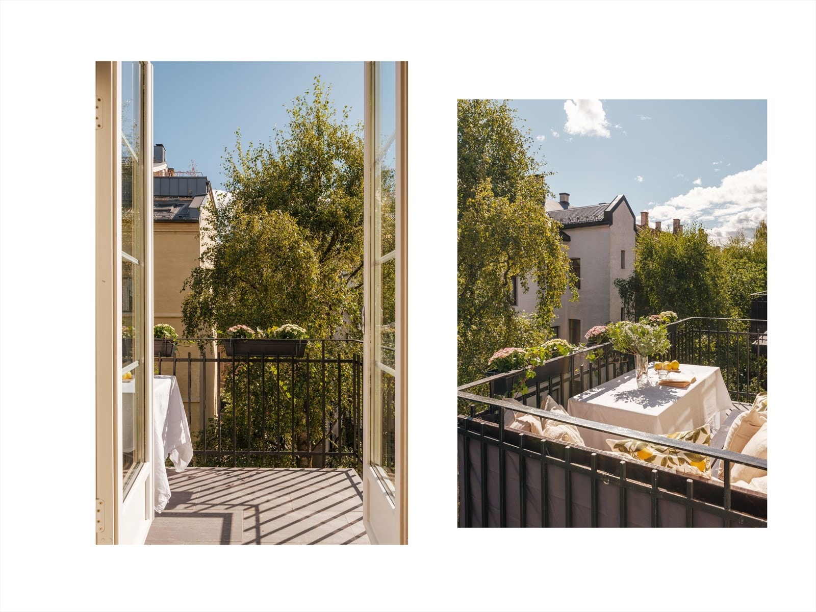 Balkongen vender mot grønt, indre gårdsrom. Galleribilde