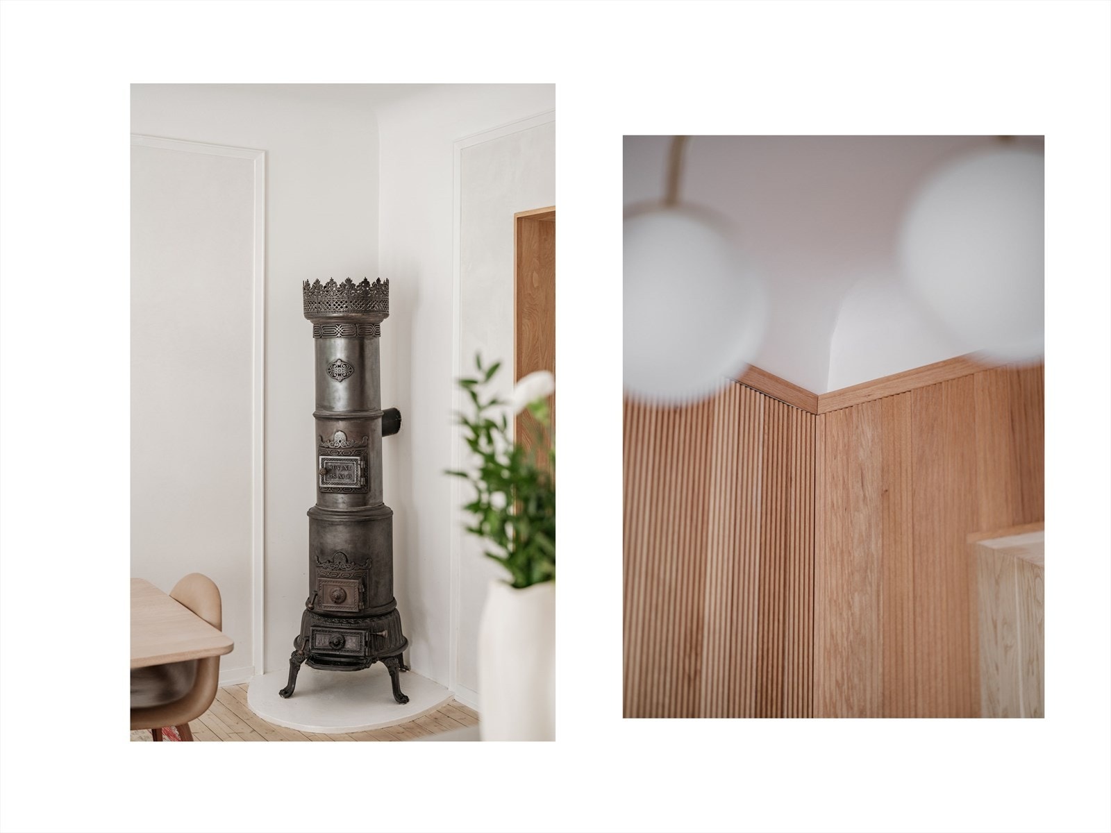 Operativ smijernsovn ved spisestuen. I leiligheten er det to pipeløp, et i spisestue og et i stuen. Mulighet for å installere peis også i stuen (opplysning hentet fra tidligere annonse). Galleribilde