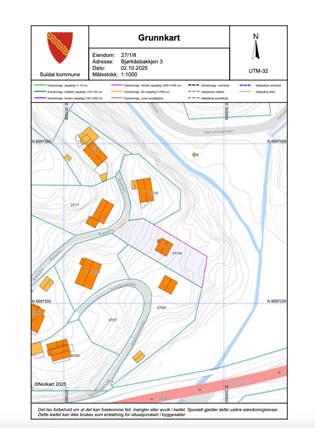 Grunnkart for tomta. Galleribilde