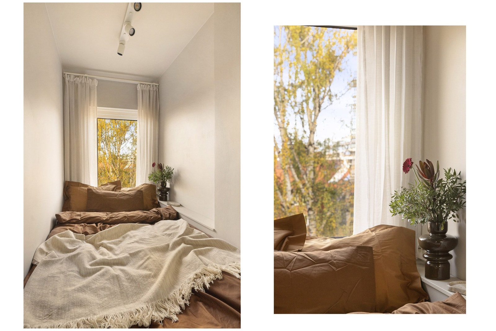 Soverommet er kanskje ikke det største, men har likevel plass til alt et soverom trenger. Det er innebygget nattbord nisje med stikkontakt. Galleribilde