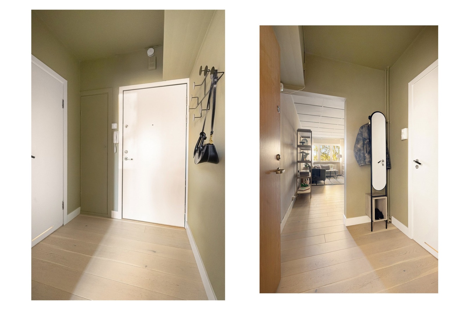 Entreen er både innbydende og pen. Legg merke til det innebygde skapet, ved siden av inngangsdøren. Galleribilde