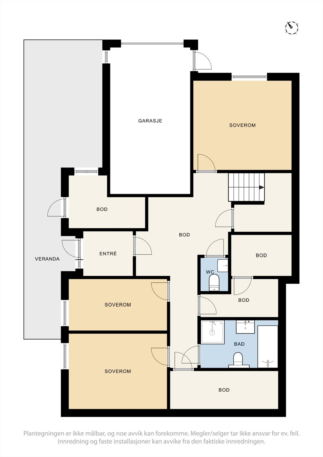 Alternativ planløsning 1.etasje med 3 soverom Galleribilde