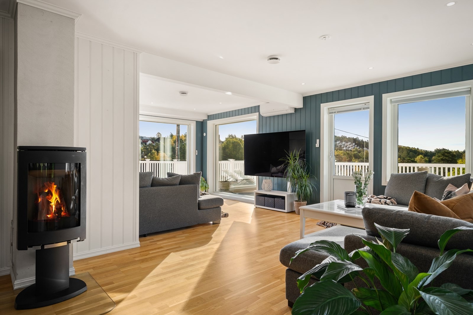 I stuen er det montert en vedovn. Denne gir god og lun varme på kjøligere dager. Galleribilde