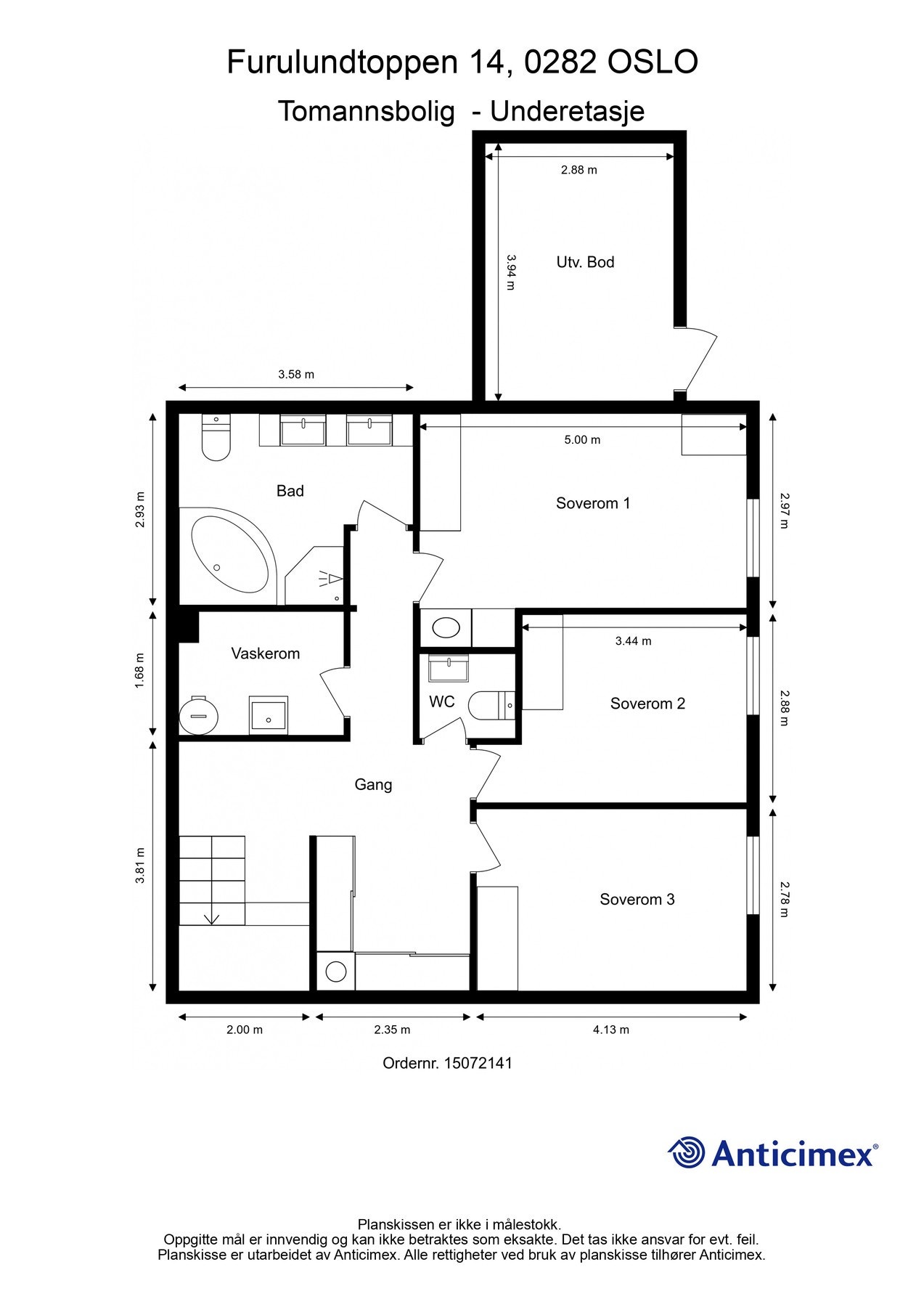 Plantegning - Underetasje. Galleribilde