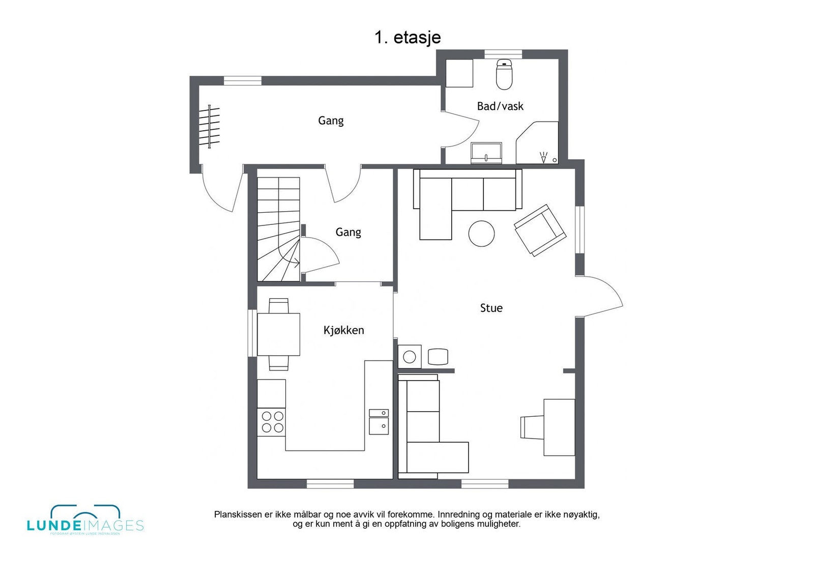 Planskisse 1. etasje - ikke målbar Galleribilde