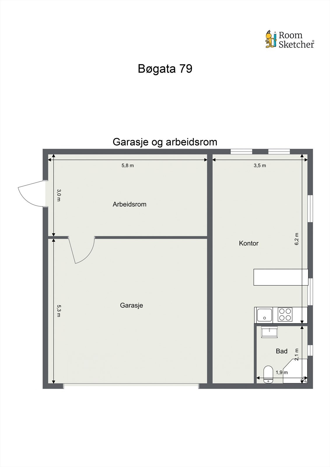 - Planskisse Garasje og arbeidsrom - Galleribilde