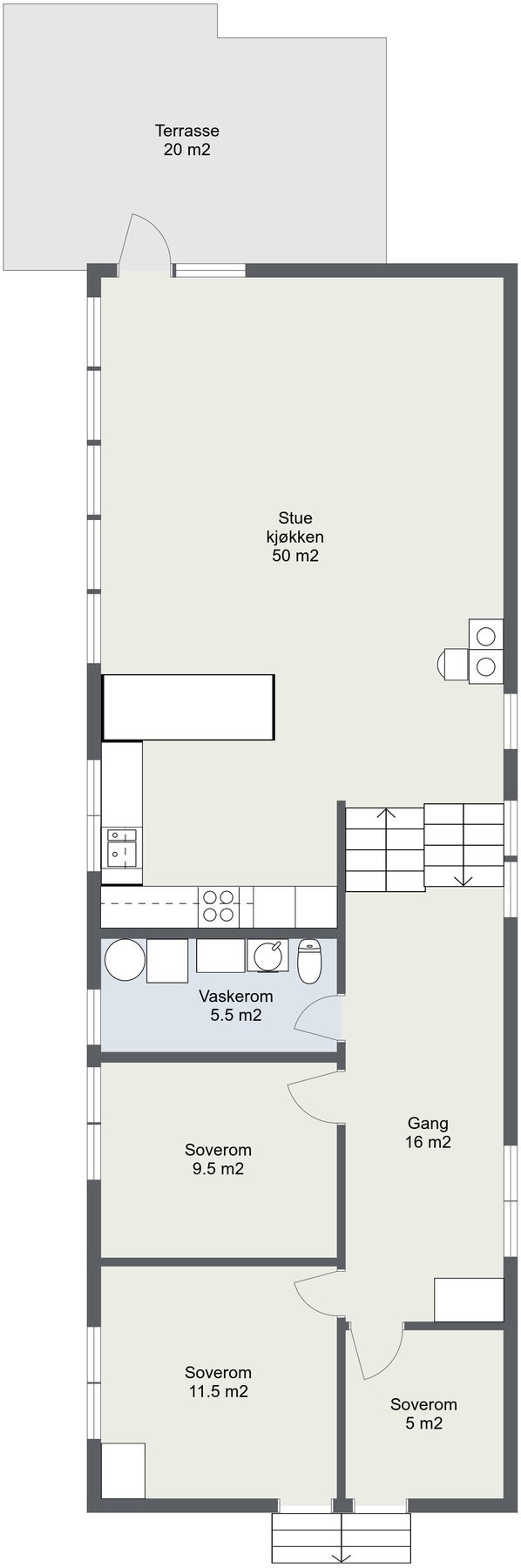 Planskisse hovedetasje (1+2). Galleribilde