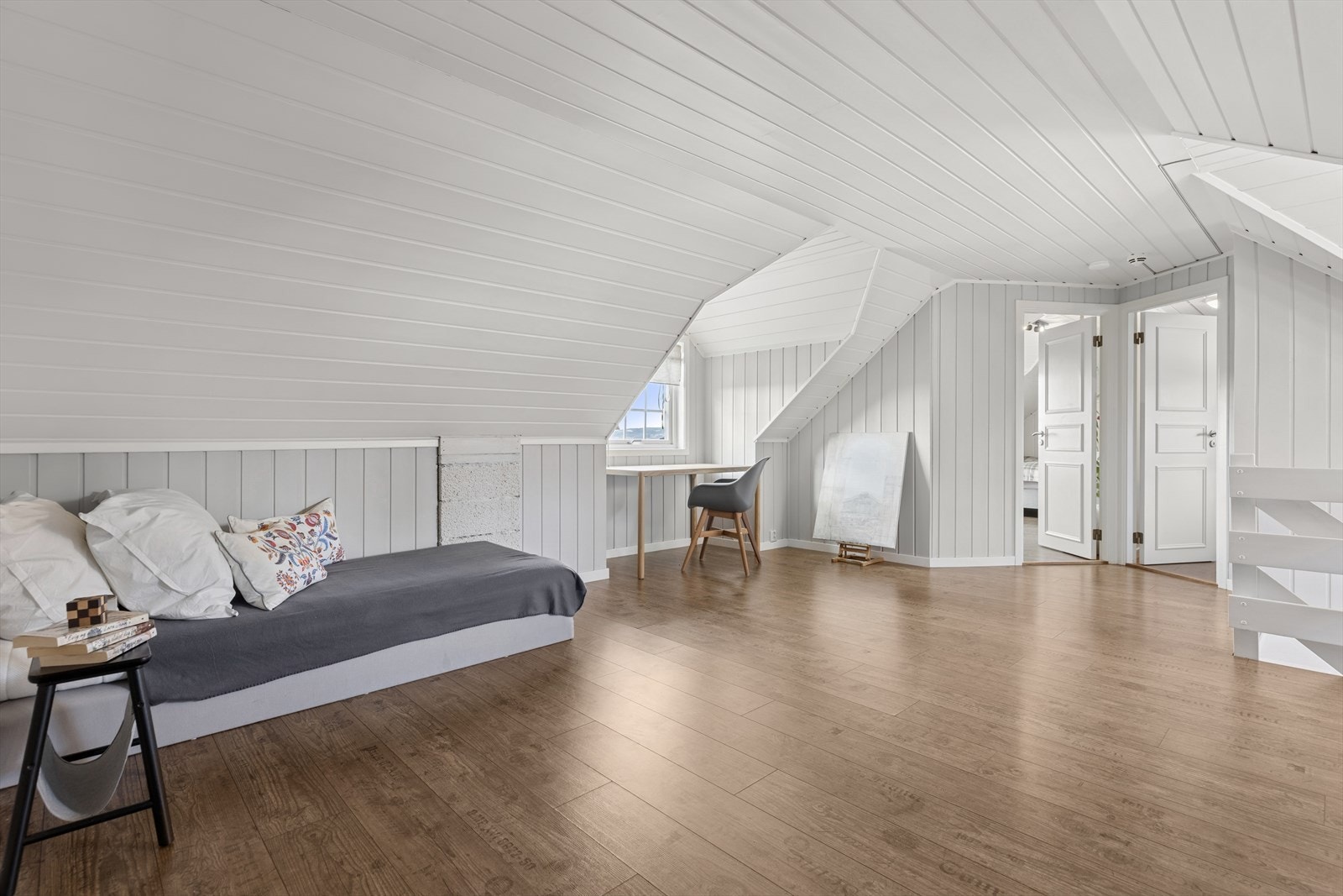 Dette etasjeplanet består av et baderom, loftstue og tre soverom. Galleribilde