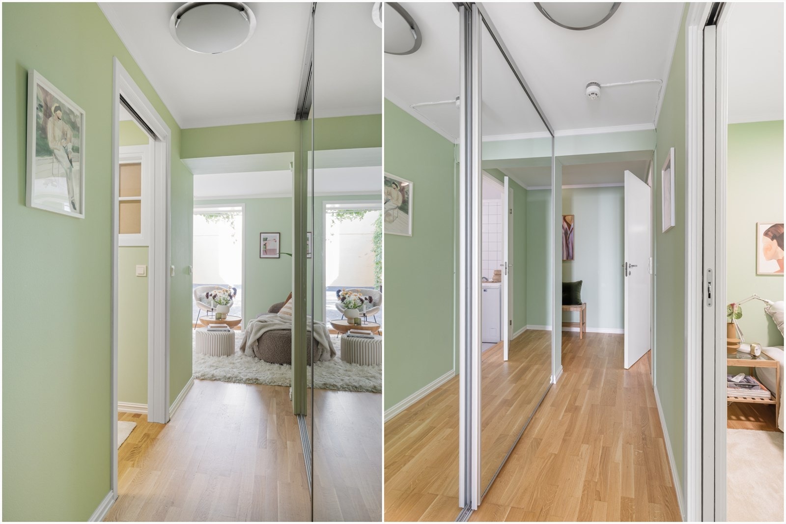 I mellomgangen har du stor, dobbel skyvedørsgarderobe med plass til både klær og støvsugeren. Galleribilde