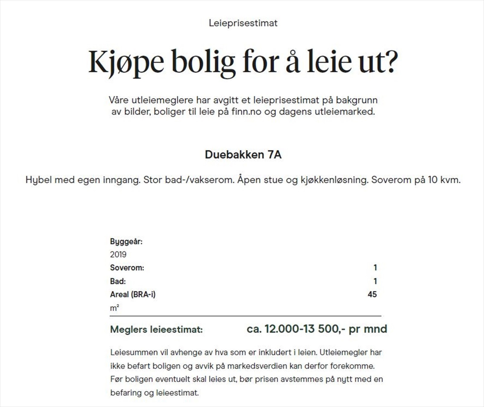 Estimert leieinntekt. Galleribilde