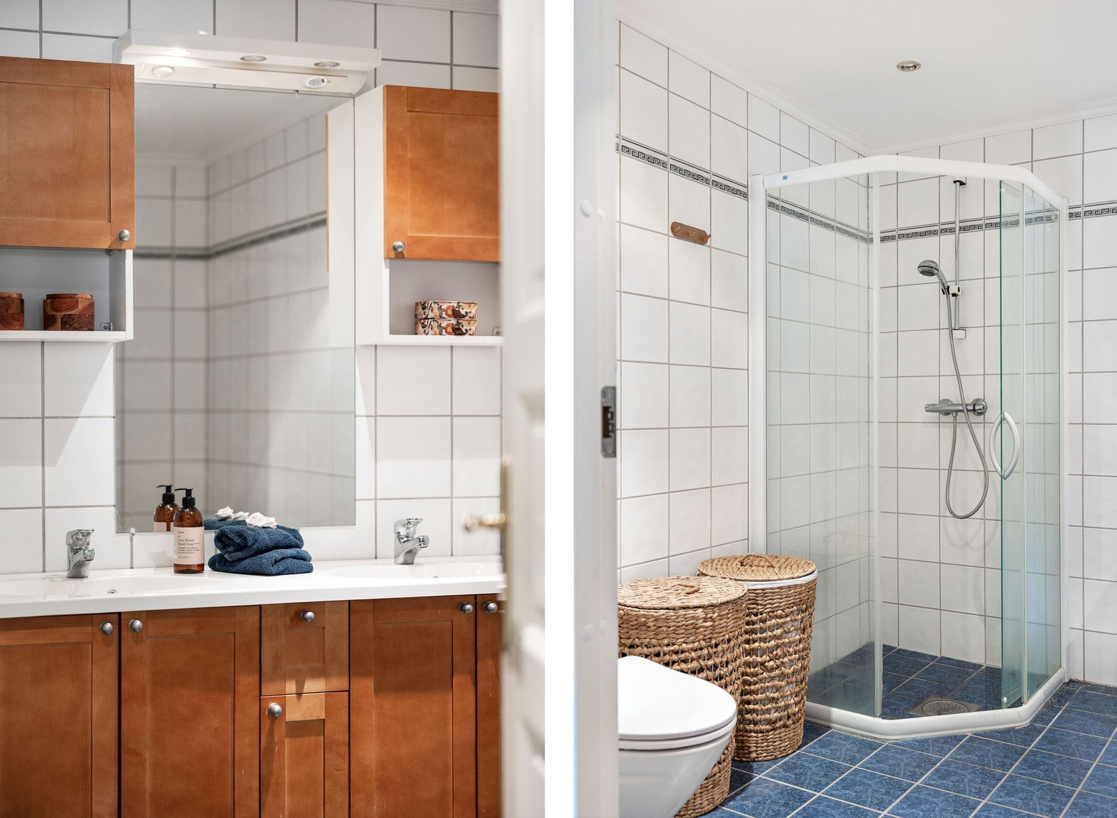 Leiligheten har to flislagte bad. Galleribilde