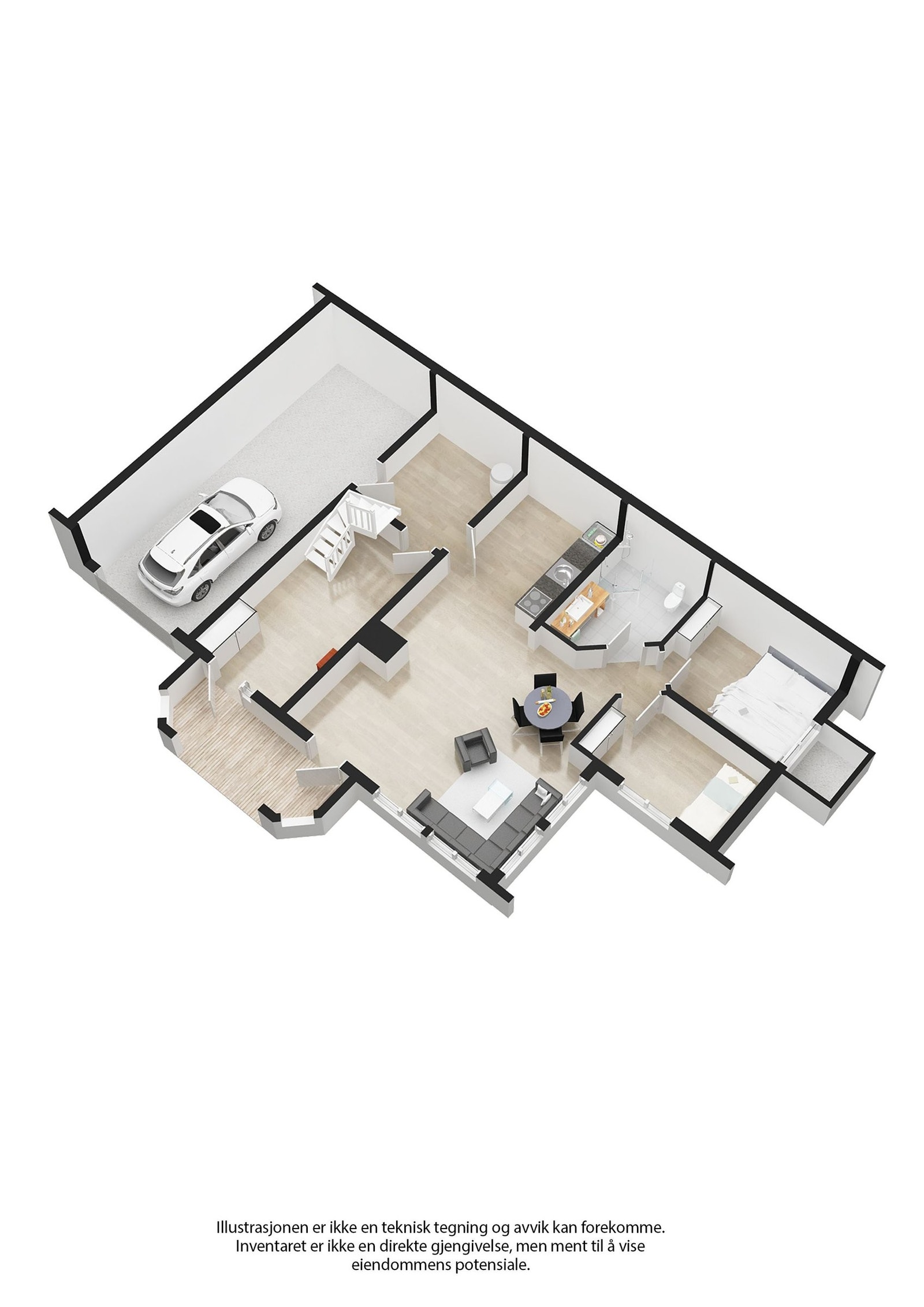 1. Etasje plantegning 3D Galleribilde