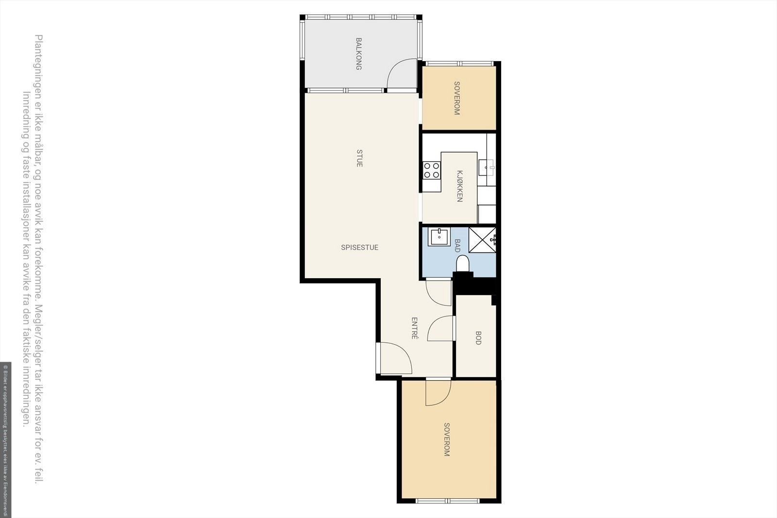 Alternativ plantegning med to soverom. Galleribilde