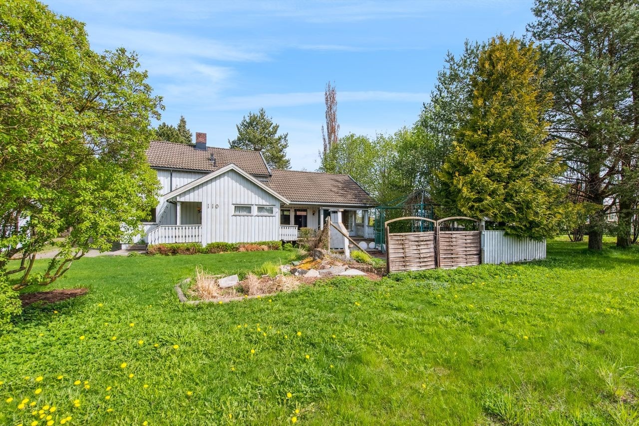 Hagen med plen og beplantning Galleribilde