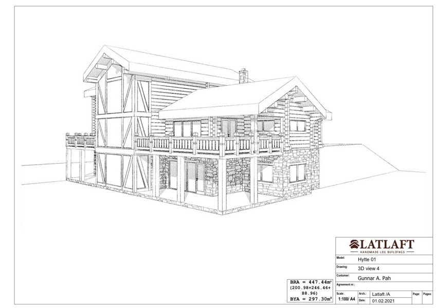 Tiltenkt hyttemodell med sokkel Galleribilde