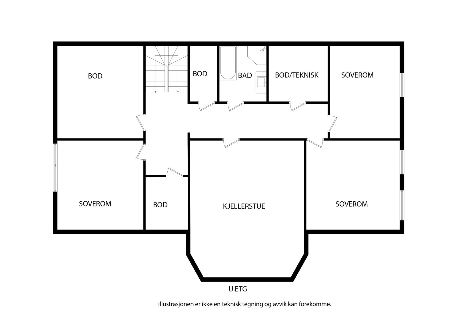 Plantegning underetasje. Galleribilde
